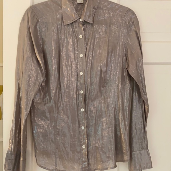 J. Crew Tops - J. Crew Metallic Taupe Button-Up Blouse